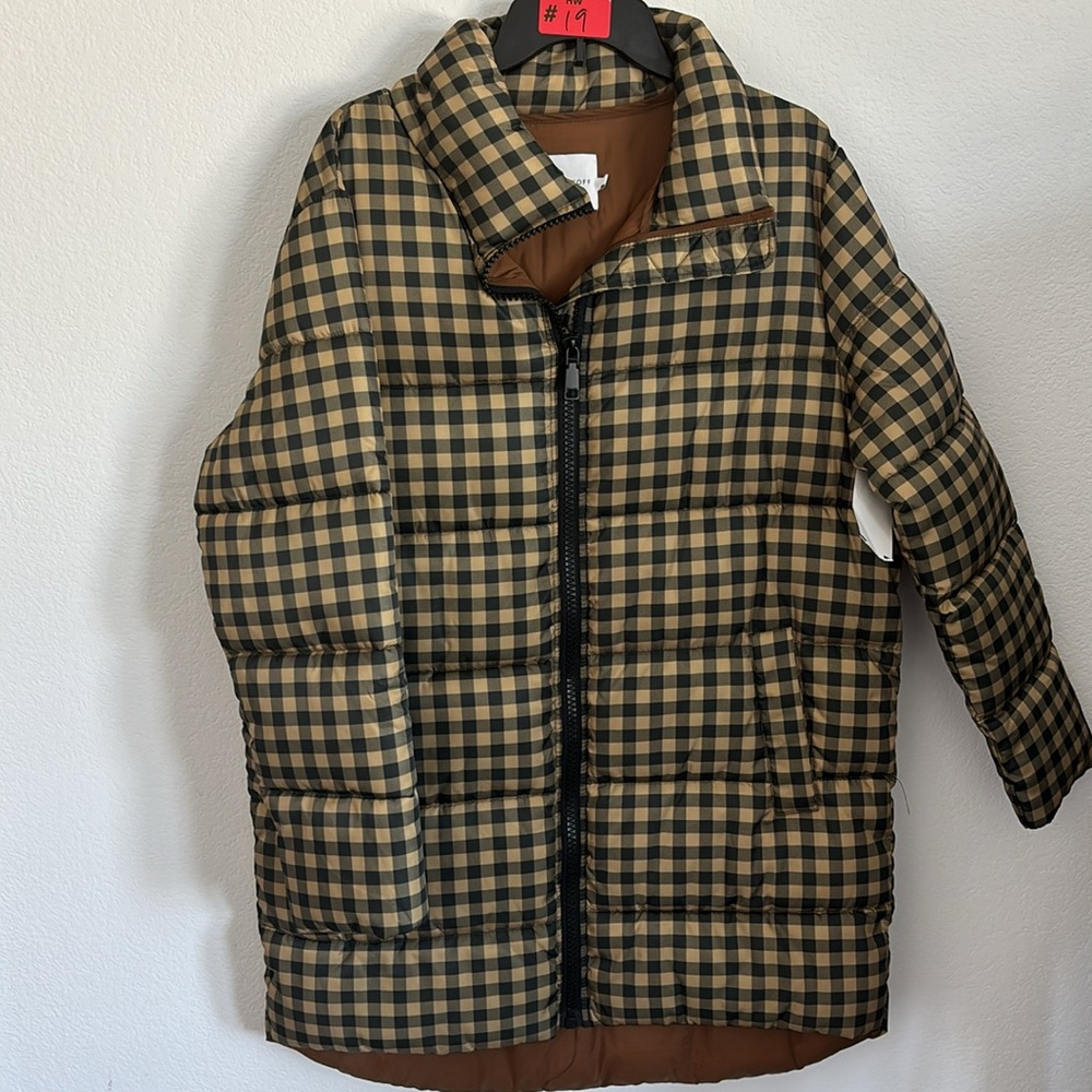 REBECCA MINKOFF Gingham Check Puffer Jacket Size L - Picture 3 of 5